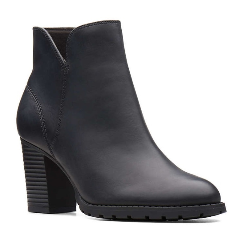 Clarks Womens Verona Trish Black Leather Boots